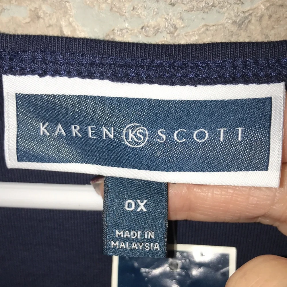 ✅Karen Scott Scoop Neck Short Sleeve Tee - Picture 4 of 7